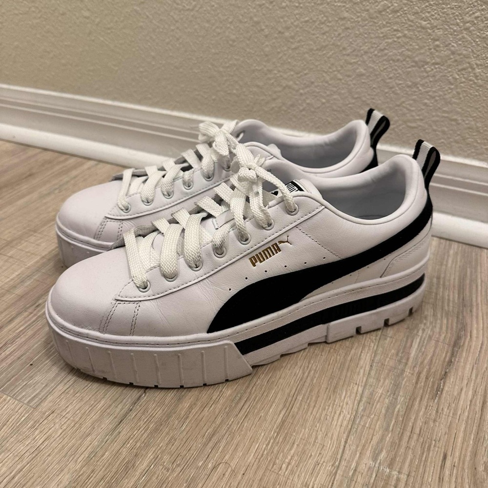 Puma White and Black Chunky Sneakers Mayze Size 11 Women’s - Picture 4 of 9